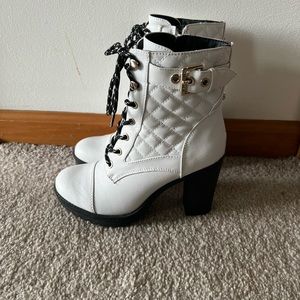 G by Guess White Moto Boot